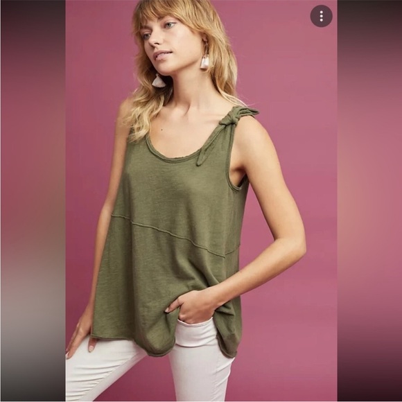 Anthropologie Tops - Anthropologie Pure + Good Olive Green Tie Strap Tank XS